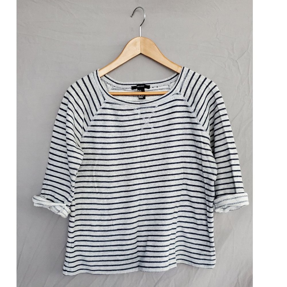 Gray and Navy Striped Sweater